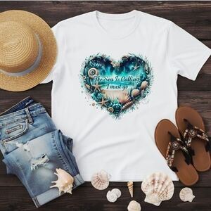 The Sea Is Calling I Must Go Tee • Beach Lover Shirt • Ocean Heart Seashell